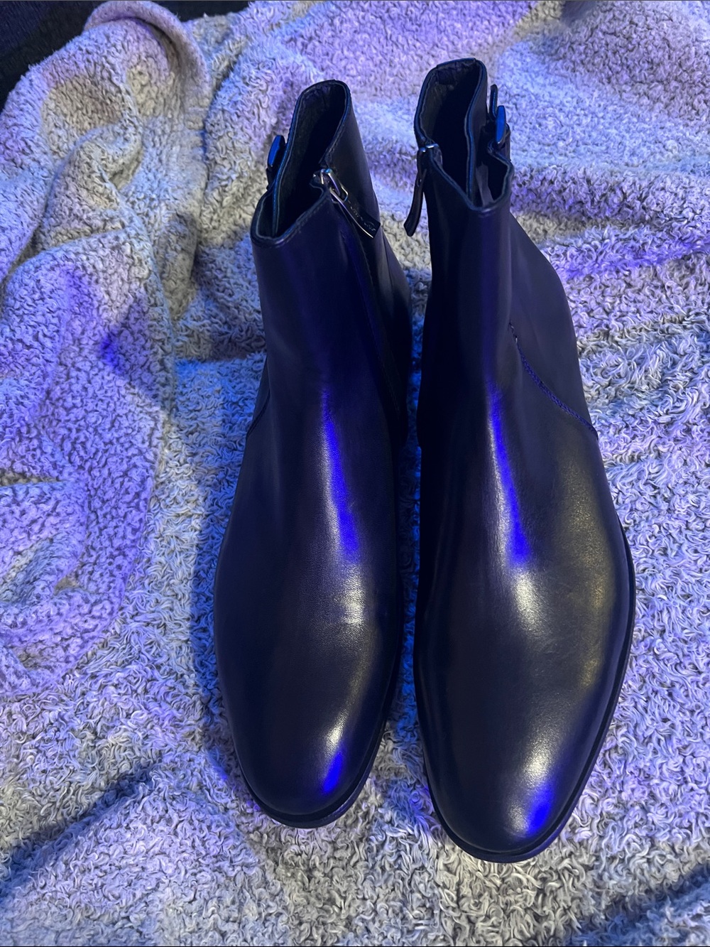 Kenneth Cole Men's Black Leather Zip Ankle Boots